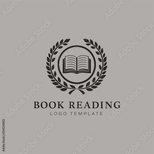 Illustrative Logo of Book with Feather Symbolizing Knowledge and Elegance