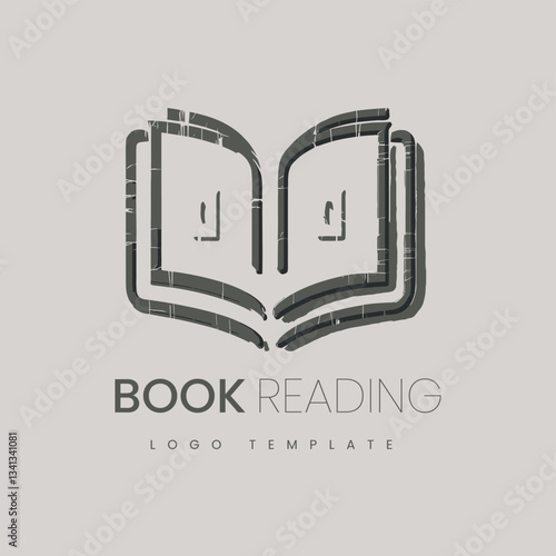 Illustrative Logo of Book with Feather Symbolizing Knowledge and Elegance
