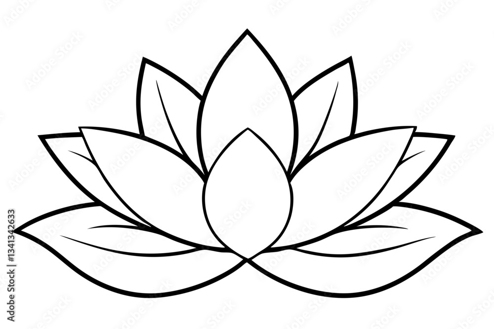 lotus line art silhouette vector illustration lotus line art silhouette vector illustration