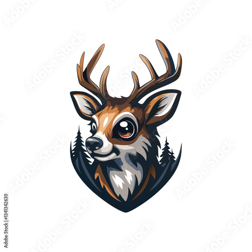 minimalist creative deer mascot logo icon vector art design