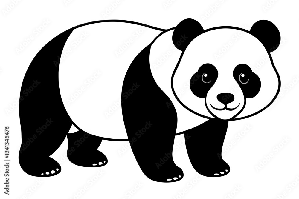 Fototapeta premium panda bear line art silhouette vector illustration