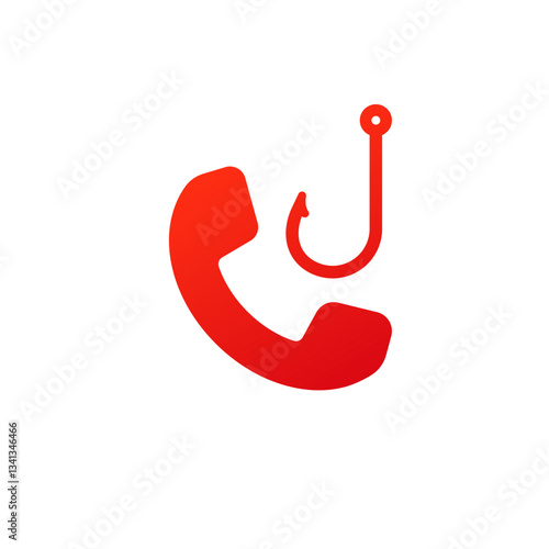 Graphic of a red phone icon with a fishing hook, representing a concept of phone scams or phishing.