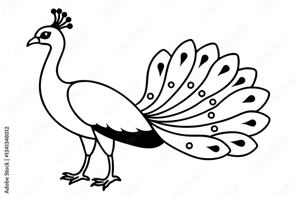 Fototapeta premium peacock line art silhouette vector illustration