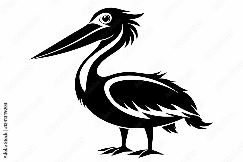 Fototapeta premium pelican line art silhouette vector illustration
