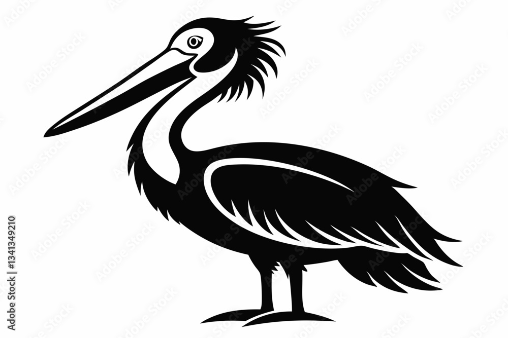 Fototapeta premium pelican line art silhouette vector illustration