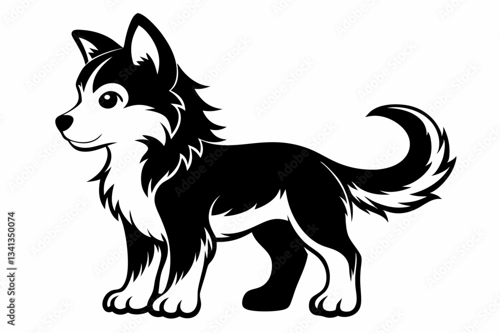 Fototapeta premium puppy line art silhouette vector illustration