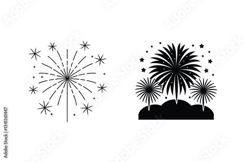 Fireworks Icons Celebration, Party, Festival, Event, Design Elements