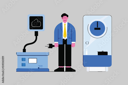 Vector of a male doctor advising on normal parameters of blood pressure Teamwork will create more energy. 