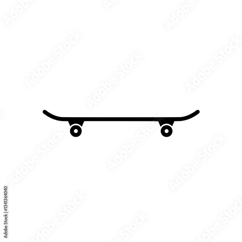 Skateboard Silhouette: A simple and stylish illustration of a skateboard, ready for action, embodying the essence of urban and street culture.