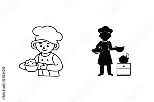 We Chef, Cooking, Icon, Silhouette, Food, Culinary, Illustration, Design, Recipe, Kitchen