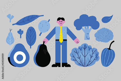 Metaphor of environmental sustainability and protection, closeness to nature Vector modern flat biology icons. Bioengineering. Biomedicine. 