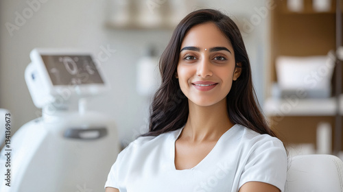 young indian woman standing at modern skincare lab Free Download young indian woman standing at modern skincare lab - GFXLoad