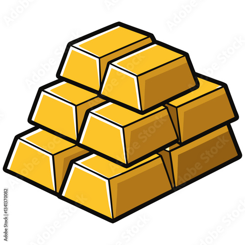 Vector illustration of a neatly stacked pile of gold bars, representing wealth, investment, and economic stability.  
