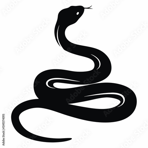 Coiled snake silhouette with raised head