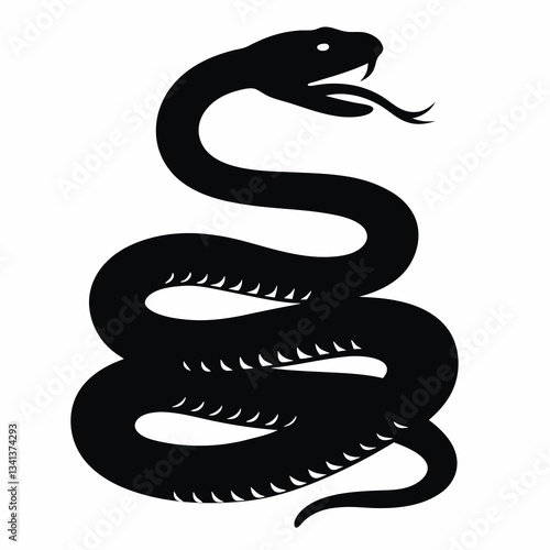 Coiled snake with tongue out silhouette icon