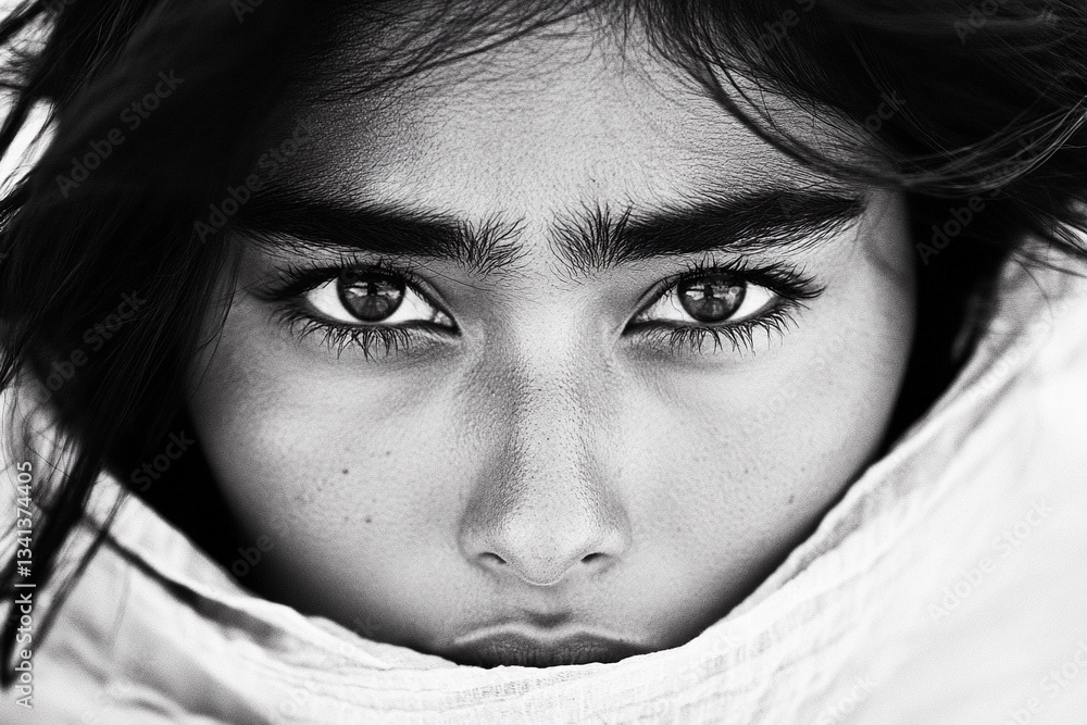 Fototapeta premium Intense eyes in black-and-white