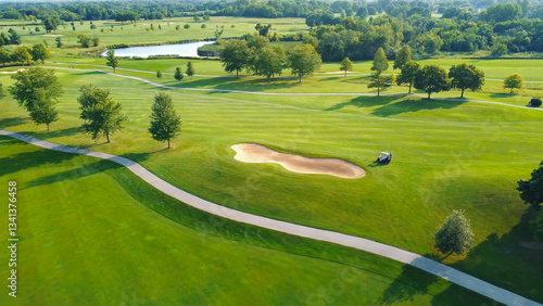Photos Scenic aerial view of a green golf course