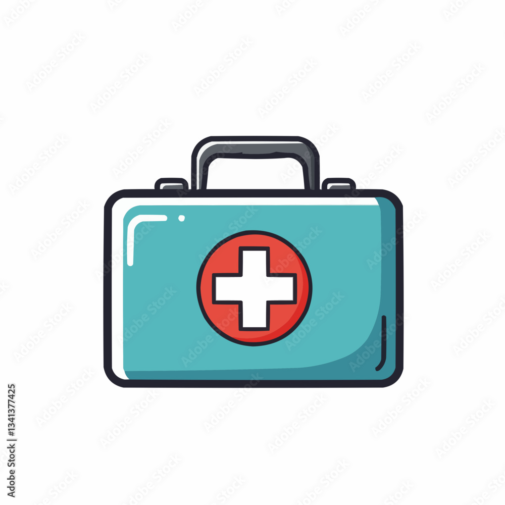 Colorful medical kit with first aid symbol on white background Colorful medical kit with first aid symbol on white background