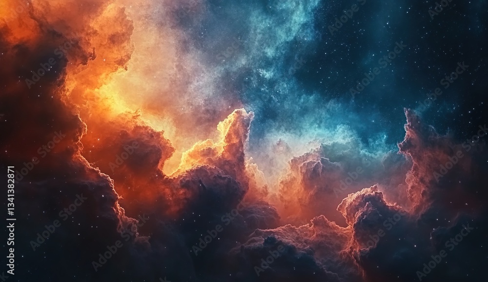 A cosmic scene with swirling nebulae in vivid shades of blue, purple, and red, interspersed with countless stars, creating a sense of depth and vastness in space. A cosmic scene with swirling nebulae in vivid shades of blue, purple, and red, interspersed with countless stars, creating a sense of depth and vastness in space.