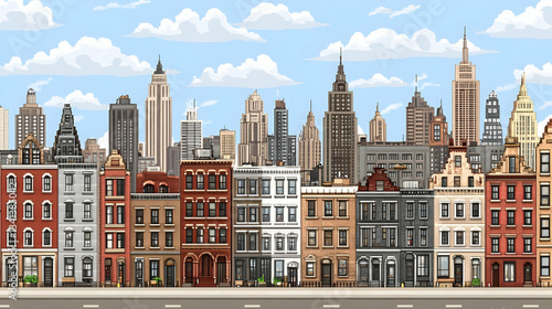 Pixel Art Cityscape Panorama