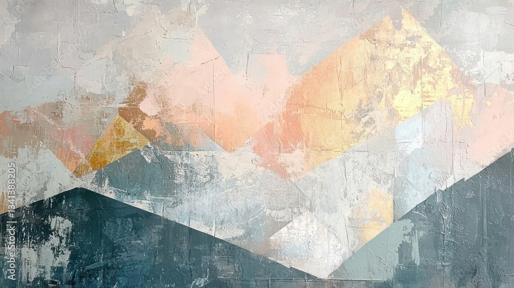 Fototapeta premium Abstract mountain range on textured wall art