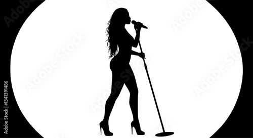 vector silhouette of a singer on stage on a white background . Generative AI
