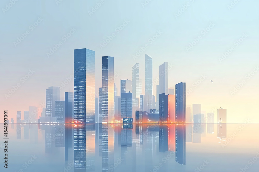 Fototapeta premium A cyberpunk cityscape featuring towering skyscrapers, glowing neon lights, and a futuristic business district under a vibrant night sky.