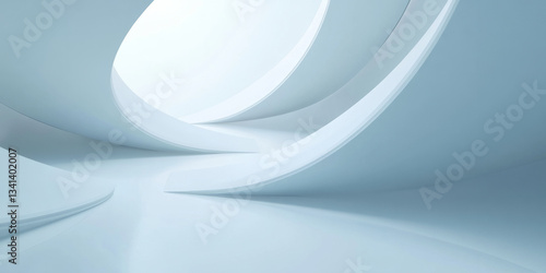 A minimalist 3D background featuring a clean, monochromatic environment with subtle gradients and soft lighting. Smooth curved surfaces blend seamlessly into one another, creating a modern, futuristic