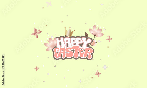 happy easter beautiful font, easter inscription, happy easter png