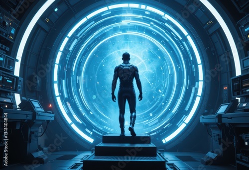 silhouette of a man time travel concept