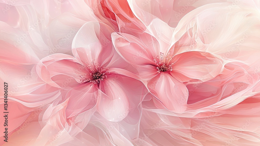 Obraz premium abstract representations of blossoms in shades of pink.