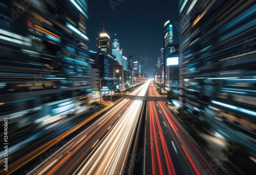 arial view of a city at night motion blur