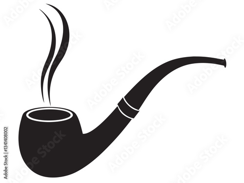 smoking pipe isolated on white, Smoking pipe icon silhouette vector style llustration on white background