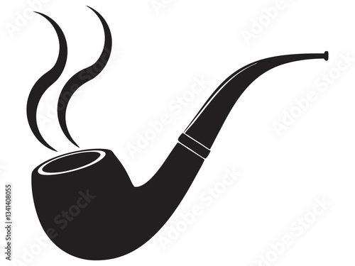 smoking pipe isolated on white, Smoking pipe icon silhouette vector style llustration on white background