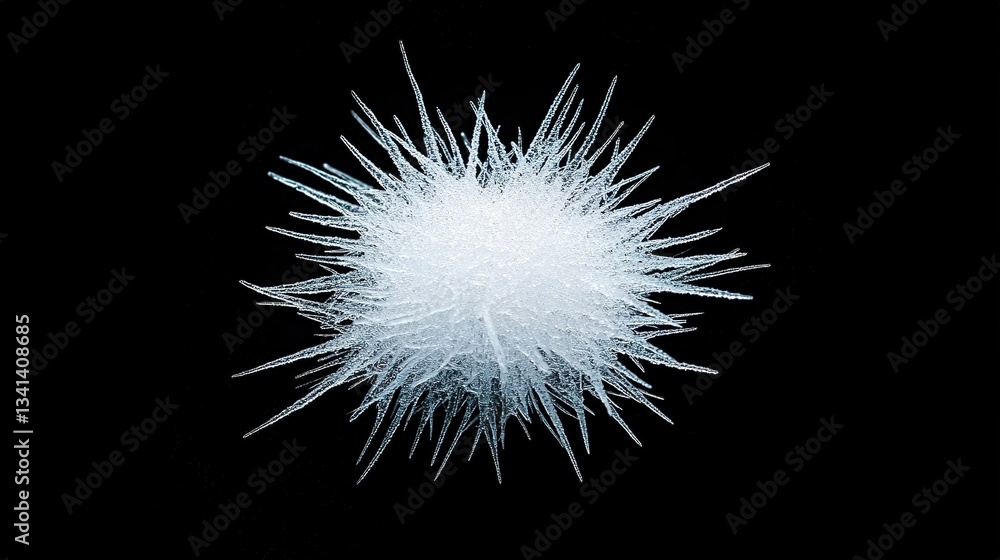 Fototapeta premium Delicate frostwork ice crystals, a study in natural elegance and minimalist beauty