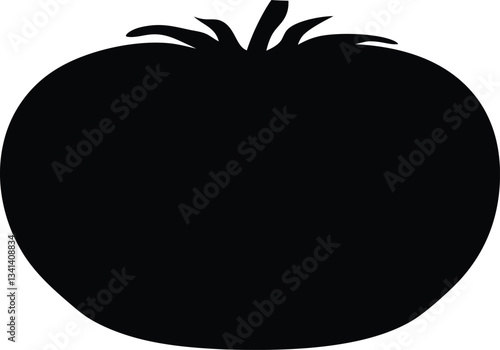 Tomato black silhouette illustration,Tomato icon