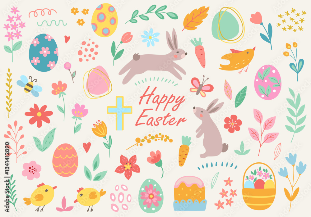 Cute cartoon Easter design kit Cute cartoon Easter design kit