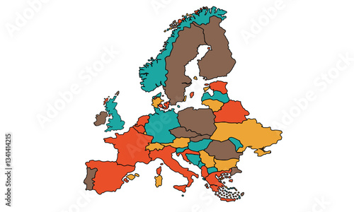 Europe map vector with country borders vector eps.10