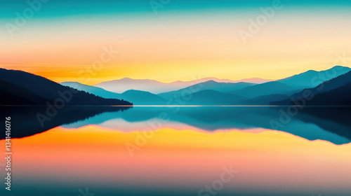 Wallpaper Mural Twinkling Reflections of Sunset Calm Mountain Lake Photography Serene Environment Distant Viewpoint Torontodigital.ca