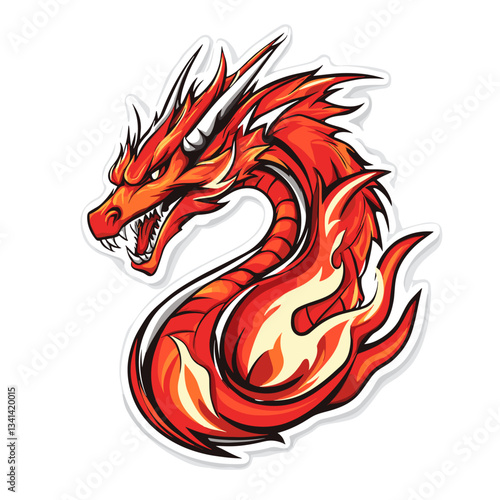 Wallpaper Mural Fire dragon sticker featuring vibrant stylized flames and dynamic design elements Torontodigital.ca