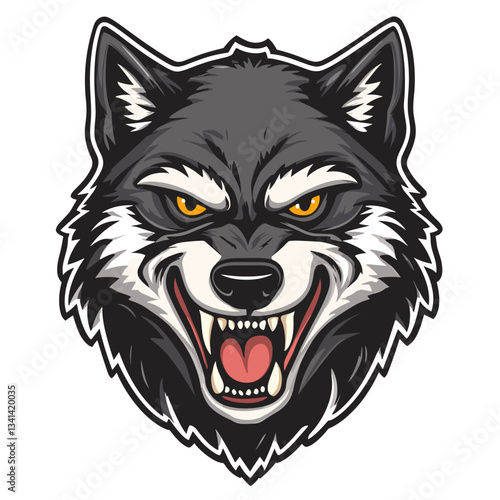 Fierce wolf head sticker design showcasing bold details and striking features for enthusiasts and collectors