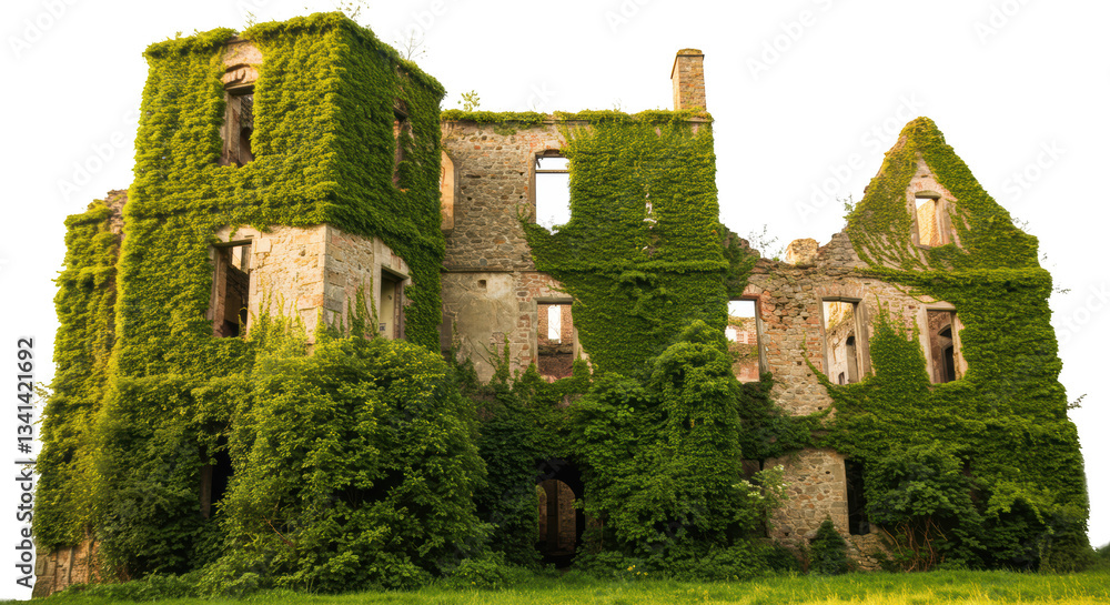 Overgrown Ruins of an Ancient Stone House Covered in Lush Green Ivy Vines Overgrown Ruins of an Ancient Stone House Covered in Lush Green Ivy Vines