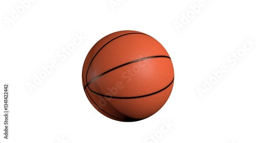 Isolated spinning basketball ball with transparent background alpha channel in 4K