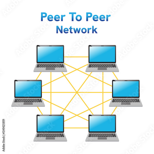Symbol of tech icon internet peering network P2P on white background. Computer communication system. Vector illustration EPS 10.