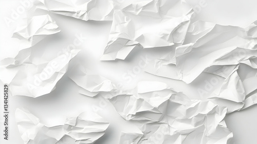 Wallpaper Mural Crumpled paper texture, white background, abstract design, office waste Torontodigital.ca
