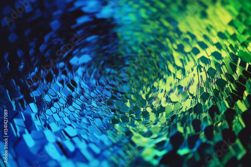 Obraz na płótnie A vibrant 3D background with hexagons shifting in color from deep blue to electric green. The dynamic gradient effect and slight transparency give the illusion of a pulsating energy field, perfect for w salonie