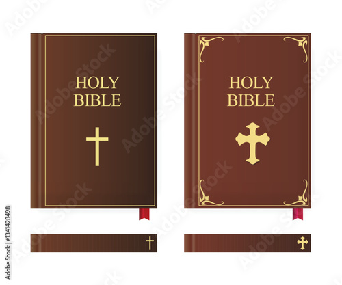 Holy Bible hard cover book Realistic closed vertical book template Religion book mockup