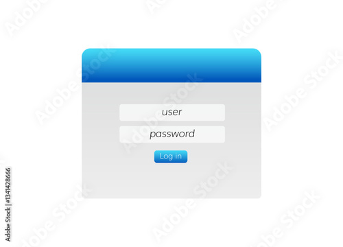 Simplistic interface shows user and password fields. blue gradient adds visual appeal to the form.