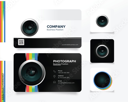creative photography camera business card concept 