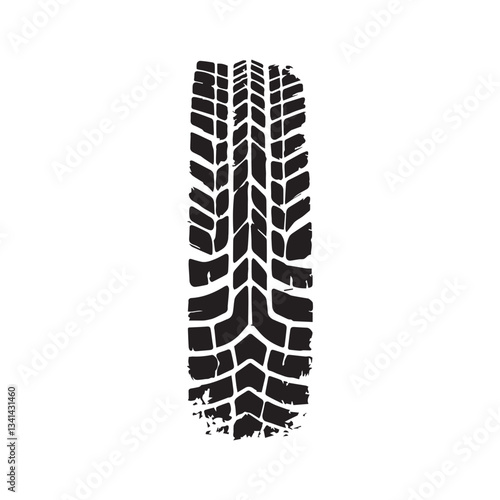 Black car tire tracks vector. Dirty tyre tracks stock flat design 